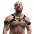 ruff GEAR Leather Bulldog Reflector Harness Black Neon Yellow