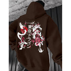 Japanese-style Pattern Hoodie, Light Gray Pullover