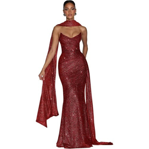 Women's Fashionable Casual Strap Sequin Dress