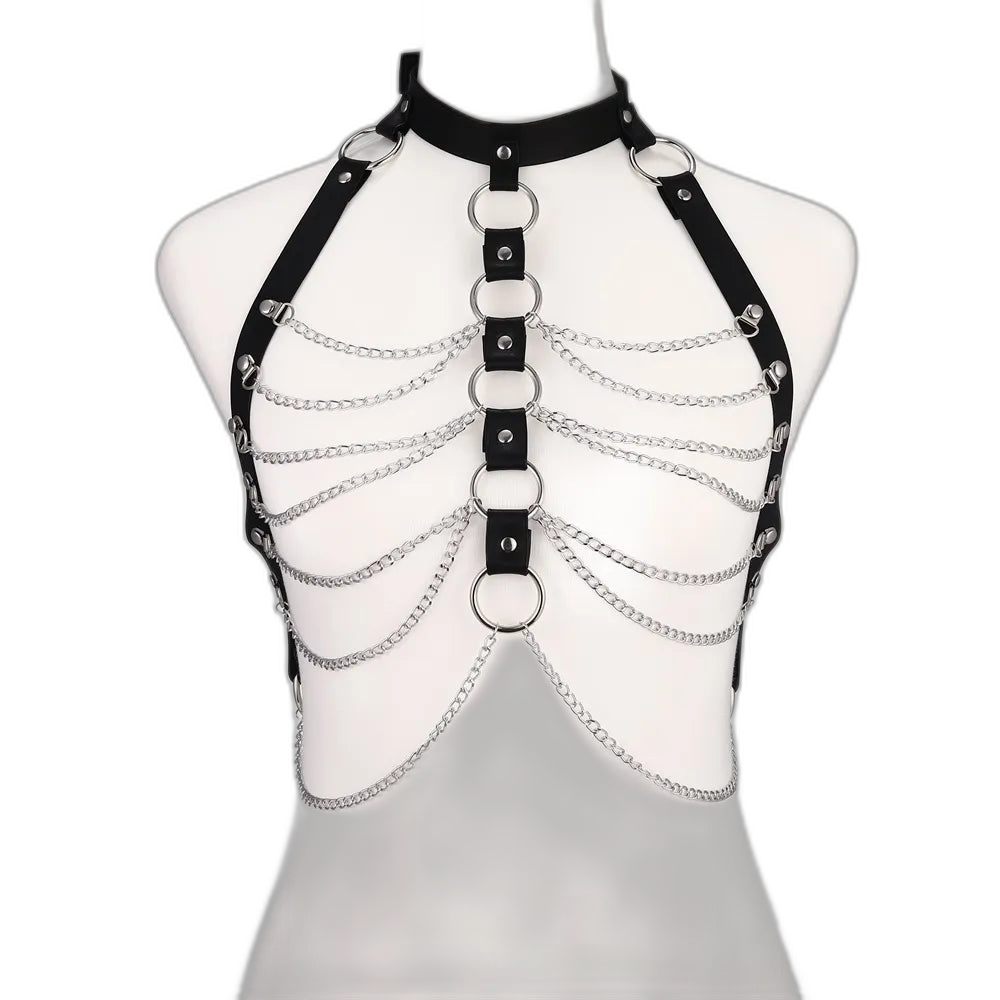 HoloGlam Punk Leather Harness Top