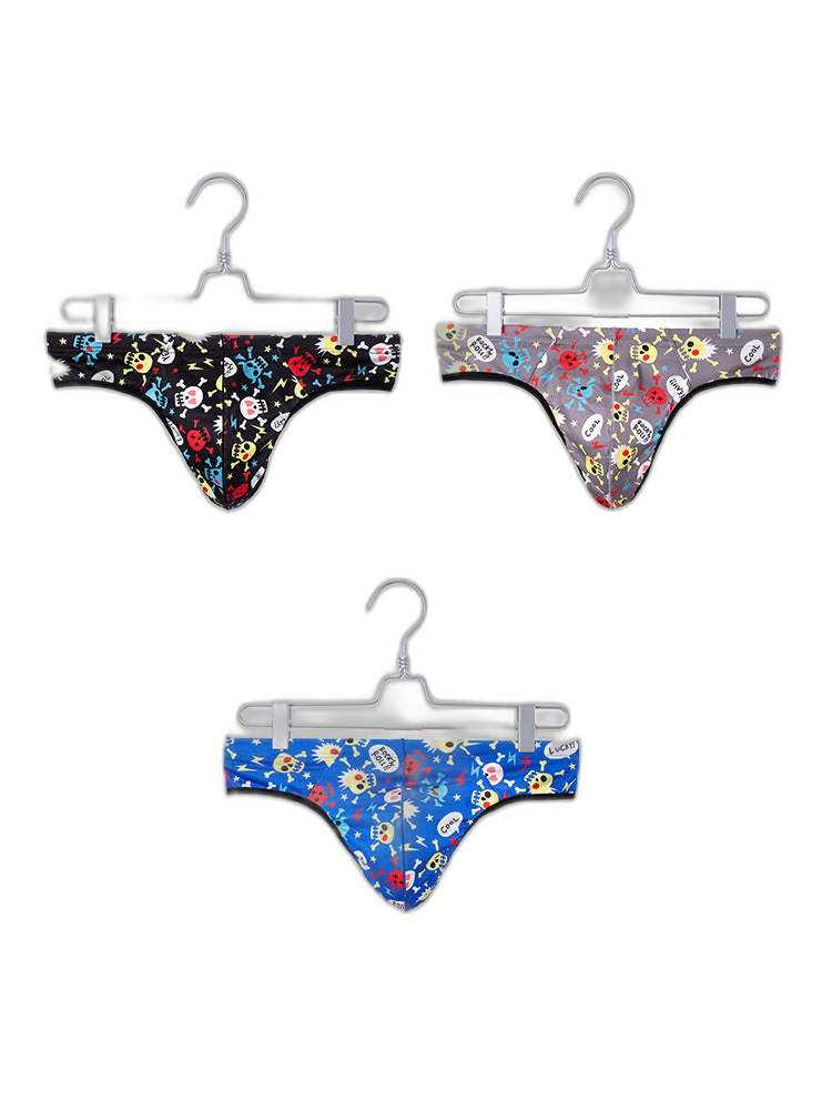 3 Pack Men's Skull Print Thong - Edgy & Sexy