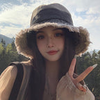 Big Head Circumference Bucket Bucket Hat Distressed Sun-proof Face-showing Small Hat
