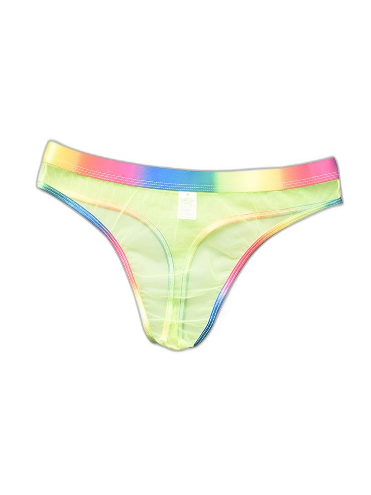 3-pack Men's Rainbow Trim Sheer Mesh Thong