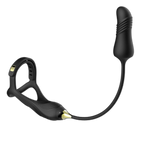 Command 3 in 1 Vibrating Cock and Ball Sling with Thrusting Butt Plug