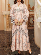 Printed Long-sleeved Robe Dress
