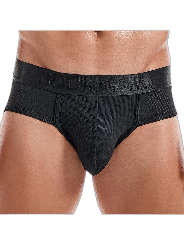 Men's Solid Color Mesh Breathable Sports Fitness Briefs