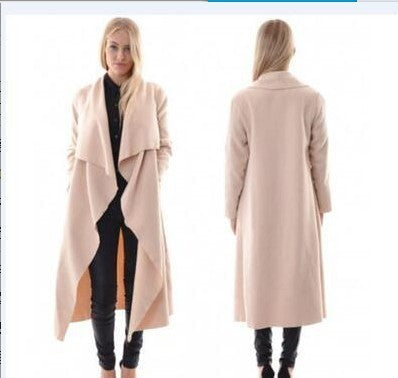 Explosive Long Sleeve Cardigan Jacket Irregular Mid-length Windbreaker