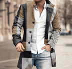 Woolen Printed Men's Coat Fashion Mid-length Trench Coat