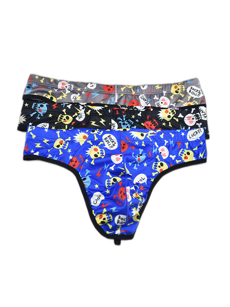 3 Pack Men's Skull Print Thong - Edgy & Sexy