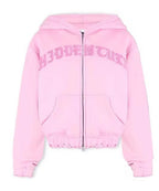 Ins Letter Sports Suit Zip-up Hooded Cropped Sweatshirt Top And Loose Drawstring Trousers Fashion Womens Clothing