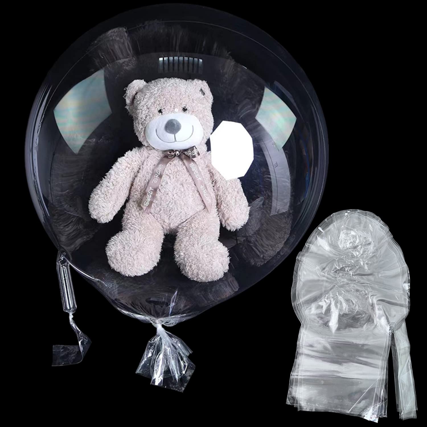 EFAY Large Clear Balloons for Stuffing - 10 Pack, Extra Wide Mouth Bubble Balloons
