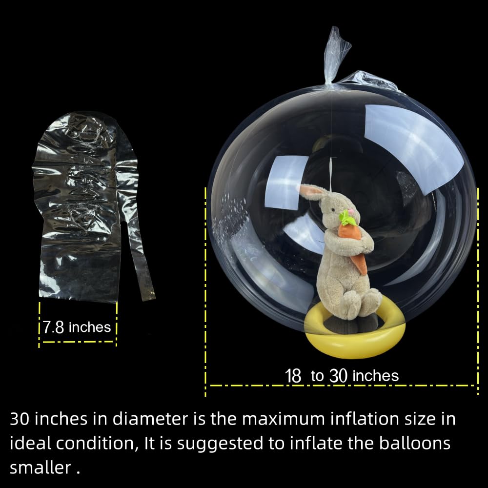 EFAY Large Clear Balloons for Stuffing - 10 Pack, Extra Wide Mouth Bubble Balloons