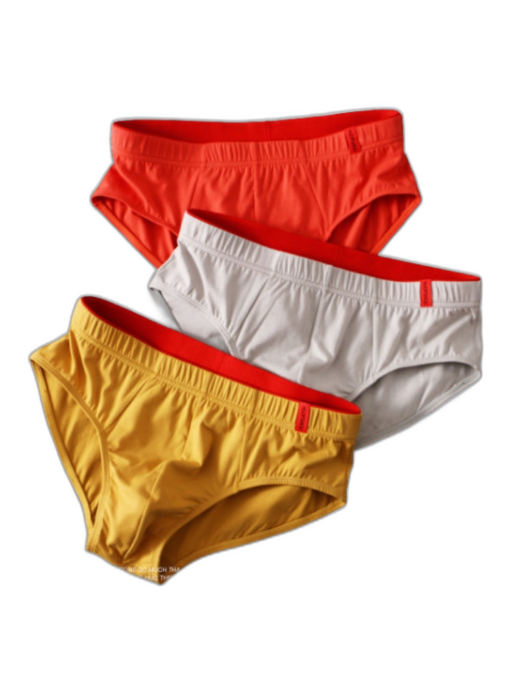 4 Pack Men's Solid Color Cotton Low-Rise Seamless Comfort Briefs