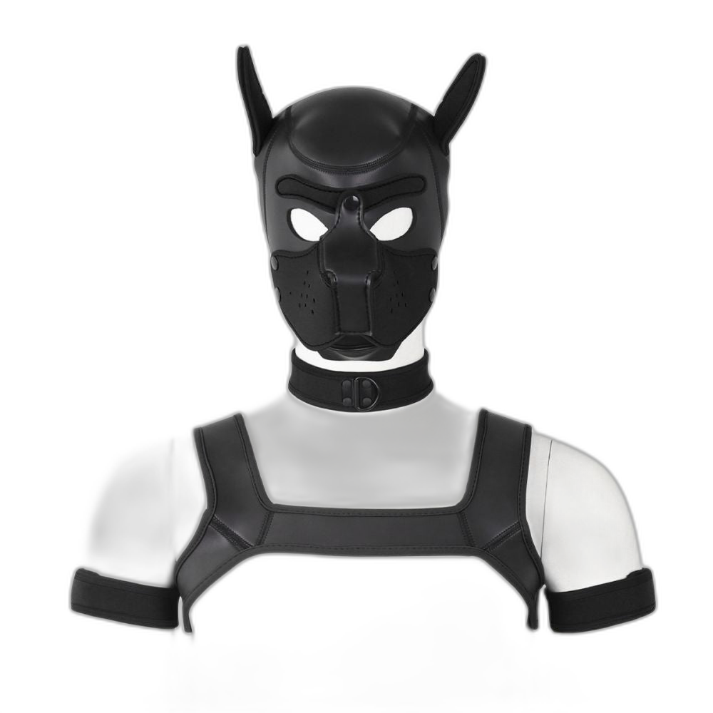 Beta Puppy Play Set - Pup Hood & BDSM Collar & Chest Harness