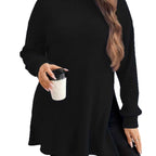 Women's Arrival Irregular Slit Turtleneck Plus Size Sweater Top