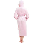 Daisy Dreamer Women's Hooded Velour Bathrobe Ultra Soft Luxurious Pink And Grey Cosy Super Soft Hotel-Style Robe