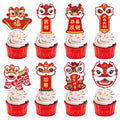 Elevizzle Chinese New Year Cupcake Toppers – 24 Pcs Lunar New Year Dessert Decorations