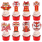 Elevizzle Chinese New Year Cupcake Toppers – 24 Pcs Lunar New Year Dessert Decorations