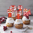Elevizzle Chinese New Year Cupcake Toppers – 24 Pcs Lunar New Year Dessert Decorations