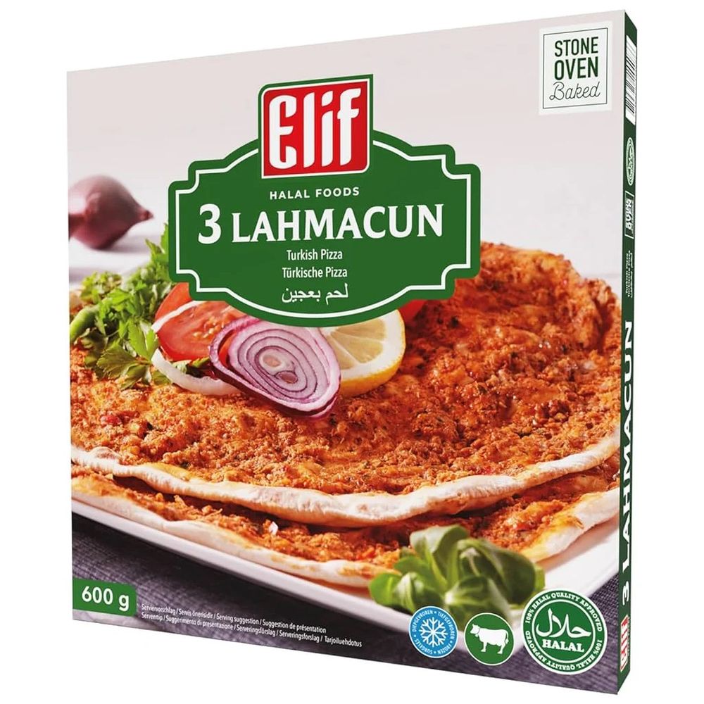 Elif Halal Foods Frozen 3 Lahmacun Turkish Pizza, 600g Pack