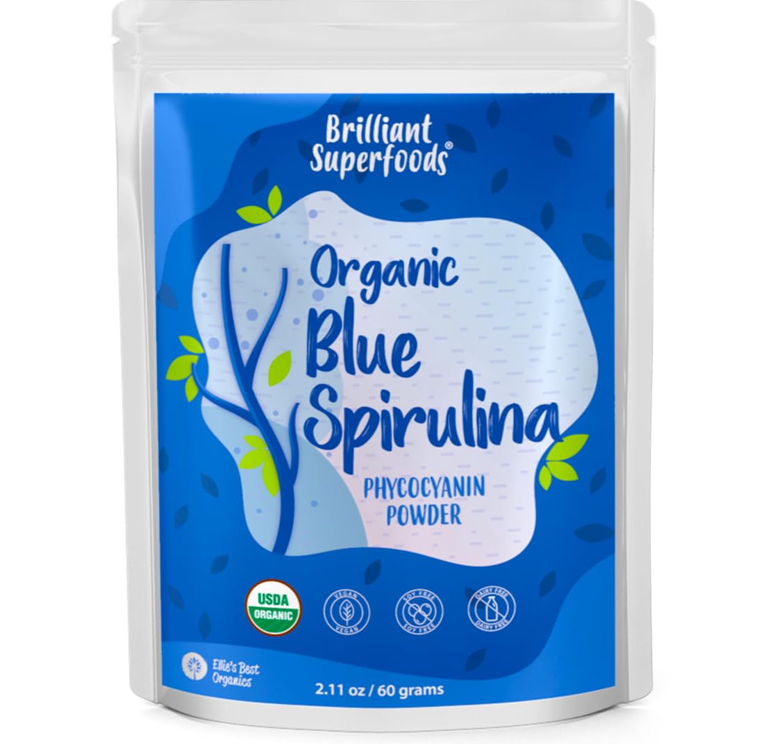 Ellie's Best Bio-Blaue Spirulina-Pulver (Phycocyanin-Extrakt) - 60 Portionen - Geruchlos - Vegan, gentechnikfrei, glutenfrei, milchfrei - Bio-Lebensmittelfarbe - für Smoothies & Proteinshakes usw.