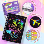 Elover Rainbow Scratch Art Notebooks – 24-Pack Valentines Day Kids Party Favors