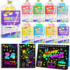 Elover Rainbow Scratch Art Notebooks – 24-Pack Valentines Day Kids Party Favors
