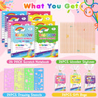 Elover Rainbow Scratch Art Notebooks – 24-Pack Valentines Day Kids Party Favors