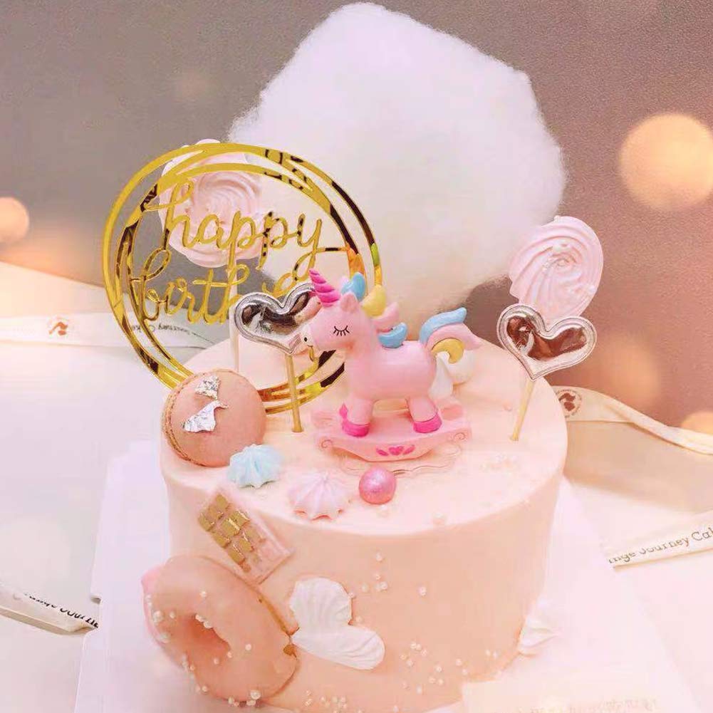 Elwish Gold Cake Topper Set (5 Pcs) – Acrylic Happy Birthday Cake Decorations