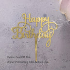 Elwish Gold Cake Topper Set (5 Pcs) – Acrylic Happy Birthday Cake Decorations
