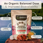 Organic Emperor 4 Mushroom Blend 100g – Fruiting Body Extract | Lions Mane, Cordyceps, Chaga & Reishi