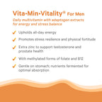 PURE SYNERGY Vita-Min-Vitality | Natural Men’s Multivitamin with Organic Whole Foods | Energy, Stress & Immune Support (60 Tablets)