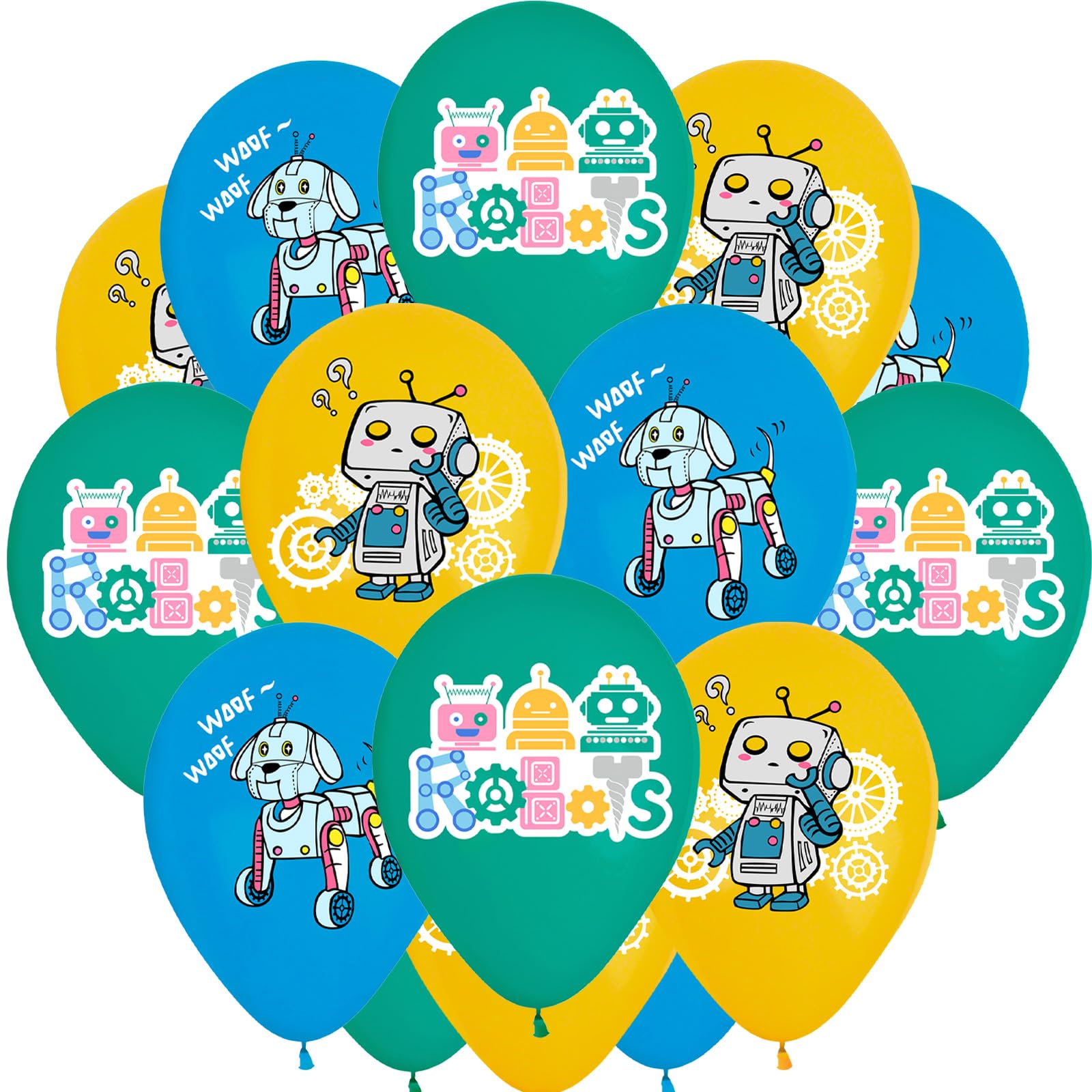 Enimapod 30pc Robot Balloon Set – 12in Latex Balloons for Robot Birthday Parties