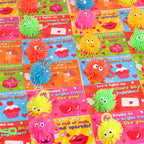 Envotek 24-Pack Valentines LED Puffer Balls with Cards – Classroom Glow Toys & Party Favors