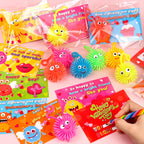 Envotek 24-Pack Valentines LED Puffer Balls with Cards – Classroom Glow Toys & Party Favors