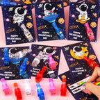 Envotek 28 Pack Valentines Day Cards with LED Finger Lights for Kids — Classroom Gifts & Party Favors