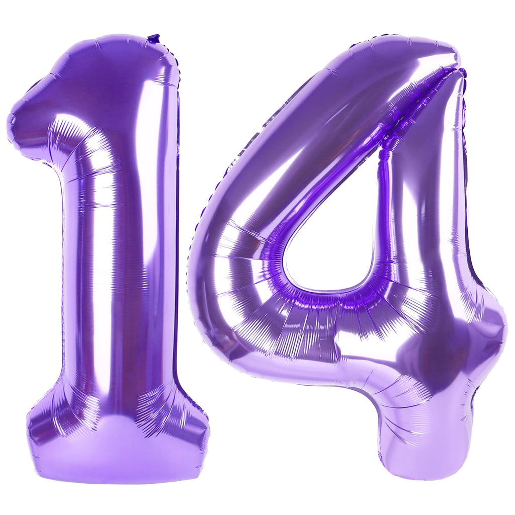 Enyeopd 14th Birthday Balloon - 40in Purple Number Balloons for Birthdays, Anniversaries, Graduation, and Weddings
