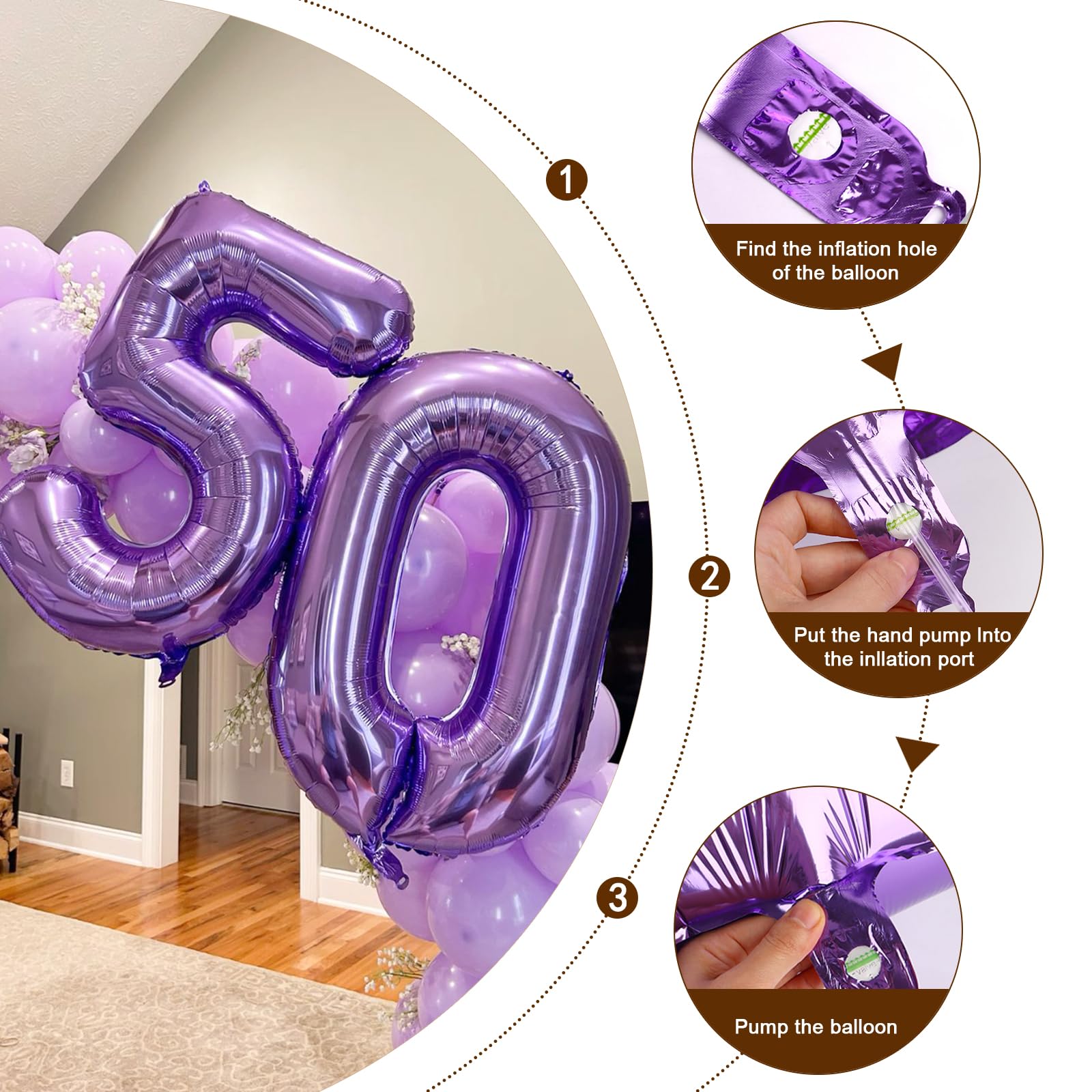Enyeopd Purple Big Number 30 Balloons - 40-Inch Birthday Party Decor