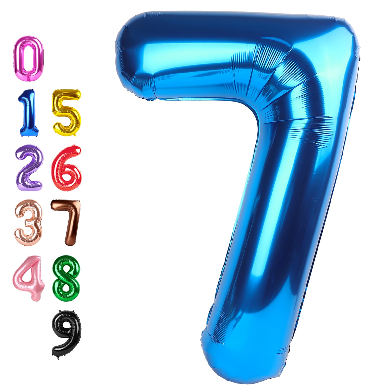 Enyeopd 40-Inch Dark Blue Number Balloons — 7 Birthday Decor, Ages 1–60, Multi-Occasion Party Numbers