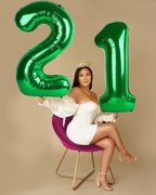 Enyeopd 40 Inch Number Balloons - Dark Green Birthday Decor for Men & Women | Photo Prop & Party Decor