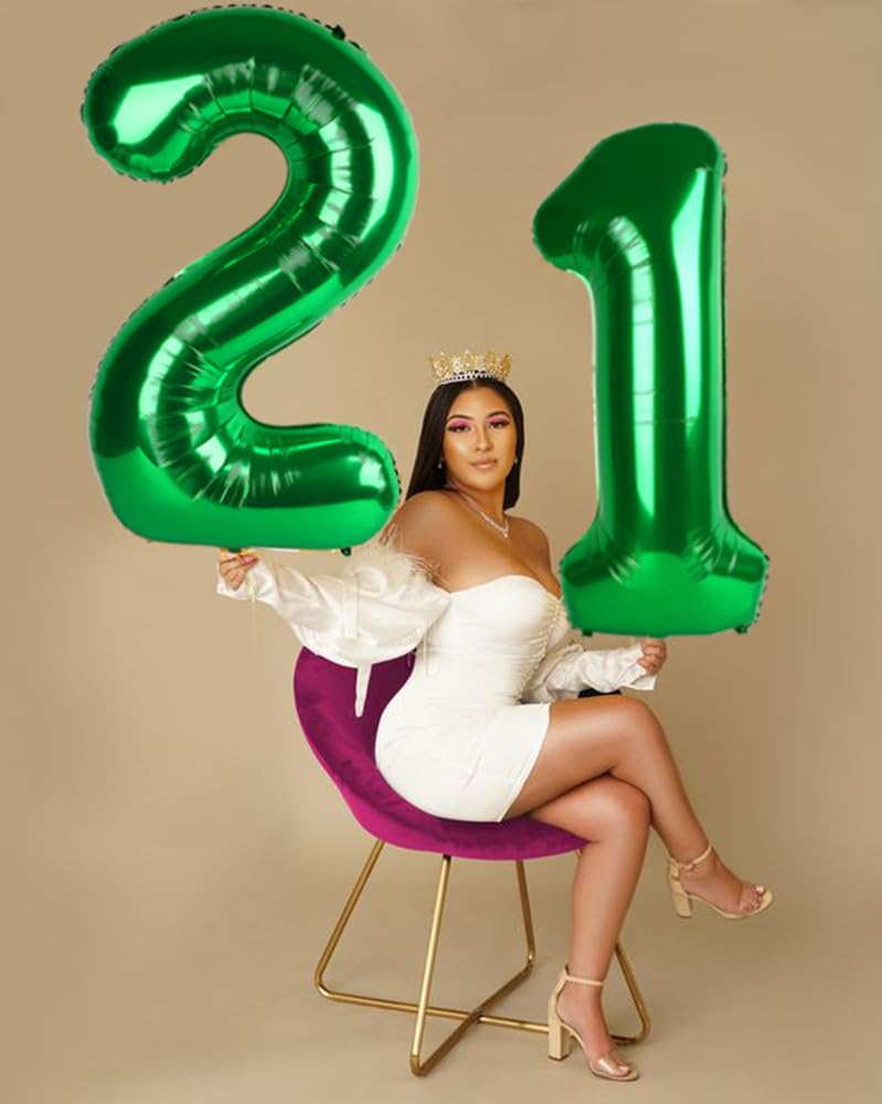 Enyeopd 40 Inch Number Balloons - Dark Green Birthday Decor for Men & Women | Photo Prop & Party Decor