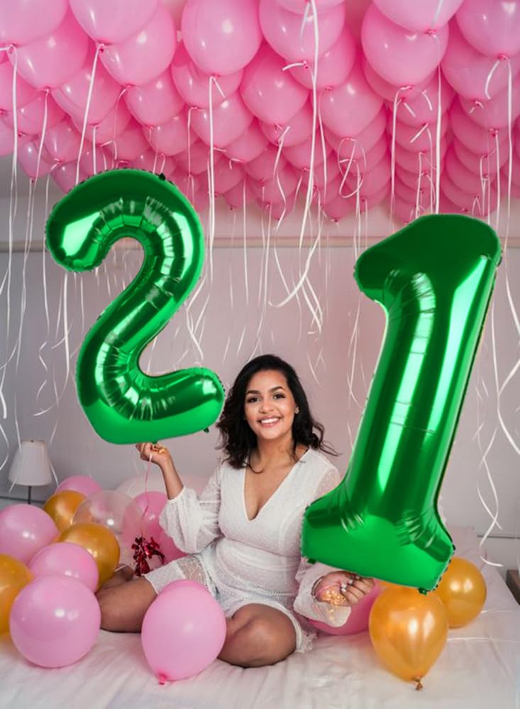 Enyeopd 40 Inch Number Balloons - Dark Green Birthday Decor for Men & Women | Photo Prop & Party Decor