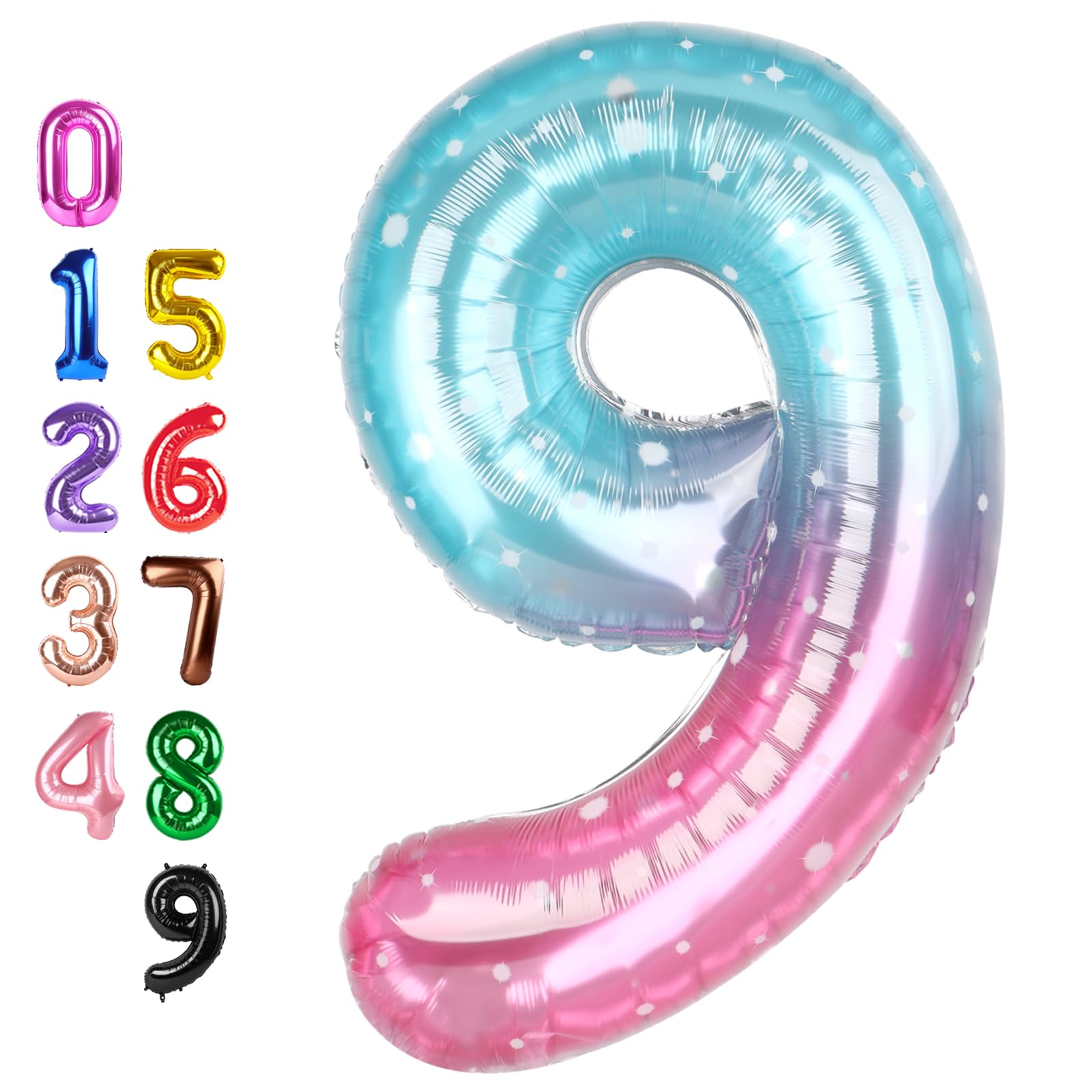 Enyeopd Number Balloons – 40-Inch Birthday Numbers (9, 19, 29) in Blue & Pink
