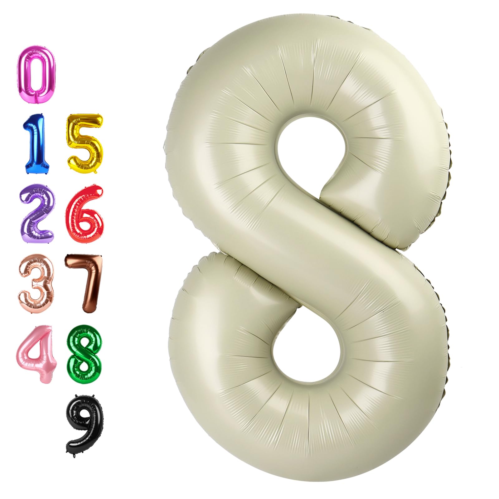 Enyeopd 8th Balloon 40 Inch Cream – Number Balloons for Birthdays, Weddings & Milestones
