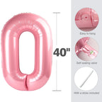 Enyeopd 8th Balloon 40-Inch Pearl Pink – Number Balloons for Birthdays & Milestones