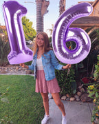 Enyeopd 14th Birthday Balloon - 40in Purple Number Balloons for Birthdays, Anniversaries, Graduation, and Weddings