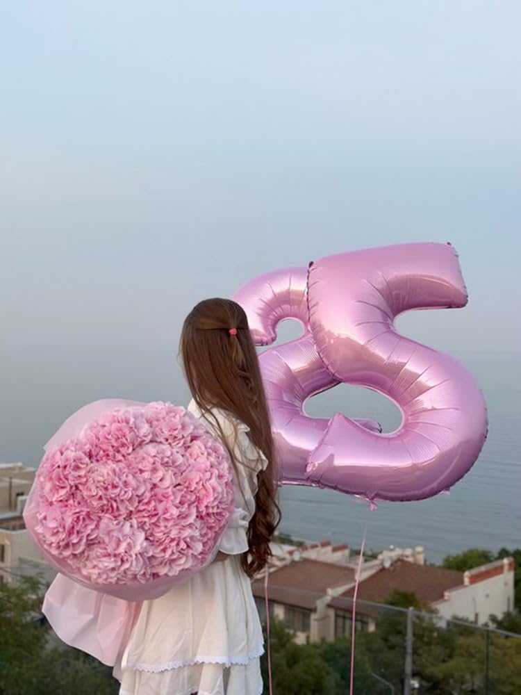 Enyeopd Number 25 Balloons – Pearl Pink 40-Inch, 2-Pack for Birthdays & Big Events