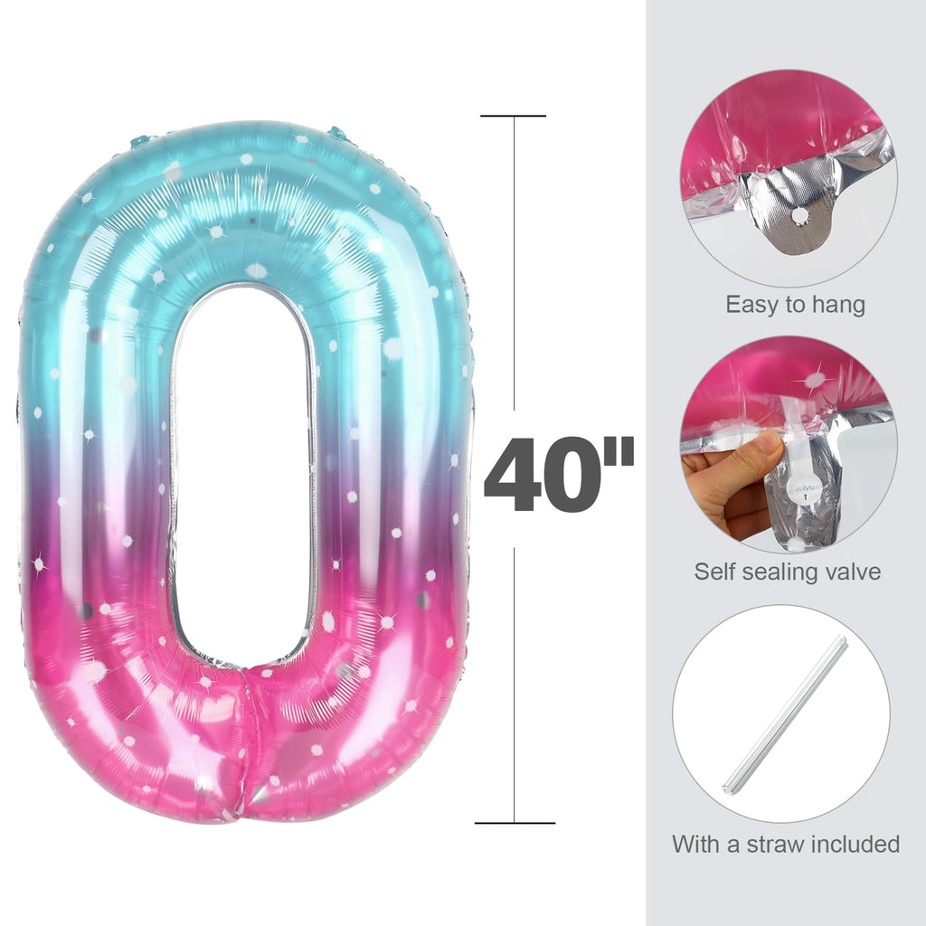Enyeopd Number Balloons – 40-Inch Birthday Numbers (9, 19, 29) in Blue & Pink