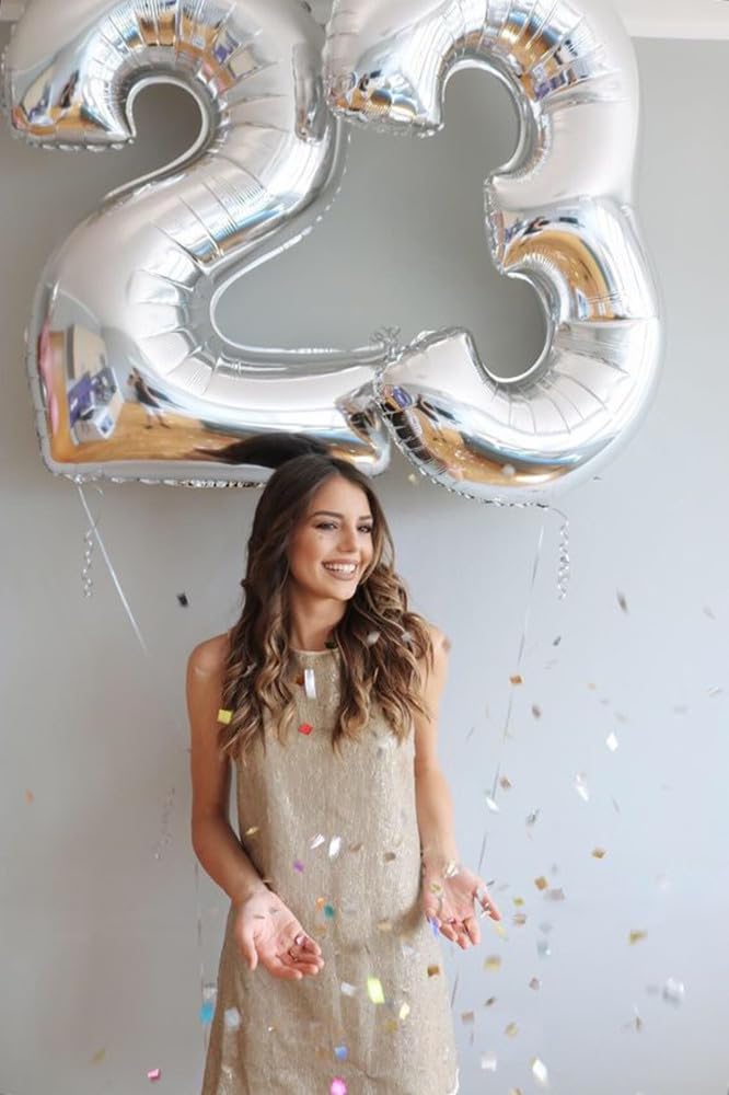 Enyeopd Big 23 Balloons – 40-Inch Silver Number Balloons for Parties & Celebrations