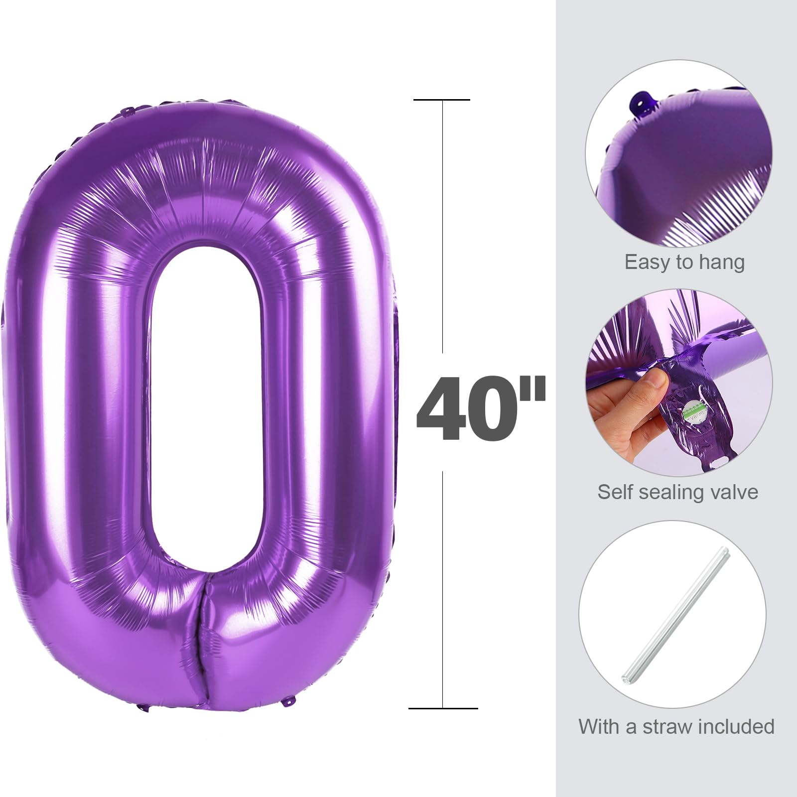 Enyeopd Number 25 Purple Balloons — 40-Inch Number Balloons for Birthdays & Milestones